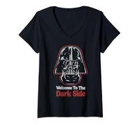 Donna Star Wars Darth Vader Welcome To The Dark Side Distressed Maglietta con Collo a V