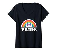 Donna Star Wars Iconic Rebel Alliance Rainbow Badge Big Chest Logo Maglietta con Collo a V
