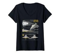 Donna Star Wars Imperial Star Destroyer Schematic Blueprint Maglietta con Collo a V