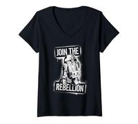 Donna Star Wars Join The Rebellion R2-D2 Spray Paint Template Art Maglietta con Collo a V