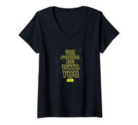 Donna Star Wars May The Force Be With You Quote Maglietta con Collo a V