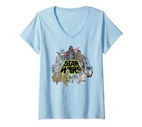 Donna Star Wars Original Trilogy A New Hope Retro Vintage Artwork Maglietta con Collo a V