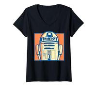 Donna Star Wars Pop Art Style R2-D2 Boxed Close Up Portrait Maglietta con Collo a V