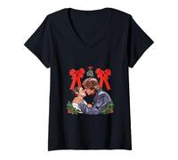 Donna Star Wars Princess Leia Han Solo Mistletoe Kiss Holiday Maglietta con Collo a V