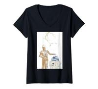 Donna Star Wars R2-D2 And C-3PO Spring Cherry Blossoms Sakura Art Maglietta con Collo a V