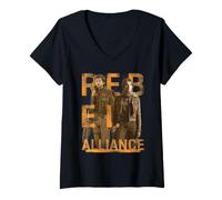 Donna Star Wars Rogue One Cassian Andor & Jyn Erso Rebel Alliance Maglietta con Collo a V