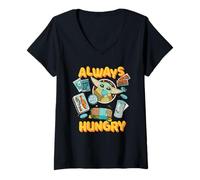 Donna Star Wars: The Mandalorian And Grogu Always Hungry Snacks Maglietta con Collo a V