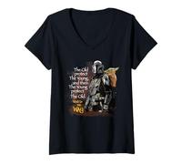 Donna Star Wars The Mandalorian And Grogu Old Protect The Young Maglietta con Collo a V