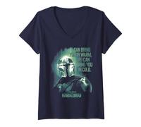 Donna Star Wars The Mandalorian Bring You in Cold Quote Maglietta con Collo a V