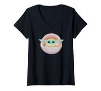 Donna Star Wars: The Mandalorian Cute Grogu The Child Safety Pod Maglietta con Collo a V