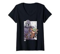 Donna Star Wars The Mandalorian Duo Maglietta con Collo a V