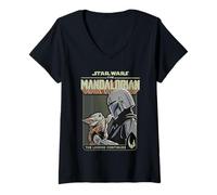 Donna Star Wars The Mandalorian Grogu Legend Continues Maglietta con Collo a V