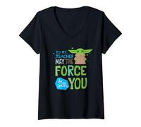 Donna Star Wars The Mandalorian Grogu May The Force Be with You Maglietta con Collo a V