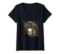 Donna Star Wars The Mandalorian Il Bambino e Mando Maglietta con Collo a V