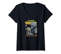Donna Star Wars The Mandalorian Mando And Grogu Maglietta con Collo a V