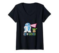 Donna Star Wars The Mandalorian R2 & Grogu Friends Forever Maglietta con Collo a V