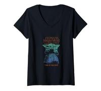 Donna Star Wars The Mandalorian Vintage Faded Grogu The Way Poster Maglietta con Collo a V