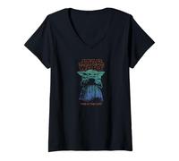 Donna Star Wars The Mandalorian Vintage Faded Grogu The Way Poster Maglietta con Collo a V