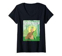 Donna Star Wars Yoda Yoga Peaceful Stretching Session Poster Maglietta con Collo a V