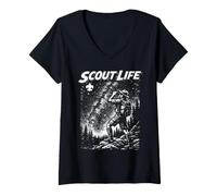 Donna Stargazer Scout Scout Life Retro Scouting Illustration Maglietta con Collo a V