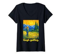 Donna Starry Style Golfer Art Golf Course Maglietta con Collo a V