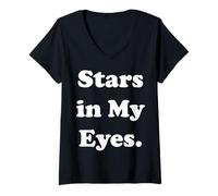 Donna Stars In My Eyes Inspirational Cosmic Words Maglietta con Collo a V
