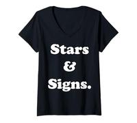 Donna Stars & Signs Astrology Enthusiast Maglietta con Collo a V