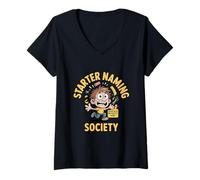 Donna Starter Naming Society Gaming Community Abbigliamento Grafico Maglietta con Collo a V