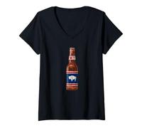 Donna State Flag of Wyoming Flag Beer Bottle Drinking Tee - WY Maglietta con Collo a V
