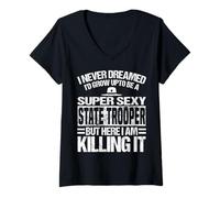 Donna State Trooper Apparel - Divertente Design Great Troopers Maglietta con Collo a V