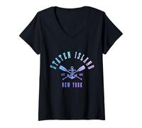 Donna Staten Island New York NY Pride Maritime Nautical Maglietta con Collo a V