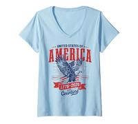 Donna Stati Uniti 1776-2026 Compleanno Eagle Patriotic Quarter Millennium Maglietta con Collo a V