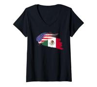 Donna Stati Uniti d'America Messico Messicano Americano Hybrid Flag Maglietta con Collo a V