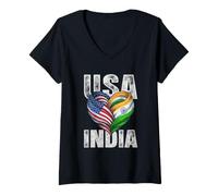 Donna Stati Uniti India Maglietta con Collo a V