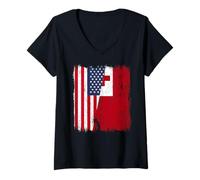 Donna Stati Uniti Tonga Half Flag American Tongan Heritage Maglietta con Collo a V
