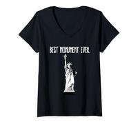 Donna Statua della libertà Miglior Monumento di Sempre Stati Uniti America Maglietta con Collo a V