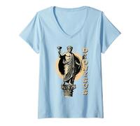 Donna Statua di Dioniso Dio del Vino Mitologia Greca Antica Grecia Maglietta con Collo a V