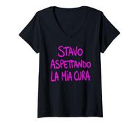Donna STAVO ASPETTANDO LA MIA Cura Maglietta con Collo a V
