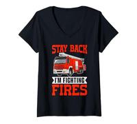Donna Stay Back Im Fighting Firefighter Firefighter Funny Firefighting Maglietta con Collo a V