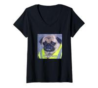 Donna Stay in School Divertente Pug Meme Foto Sfocata Maglietta con Collo a V