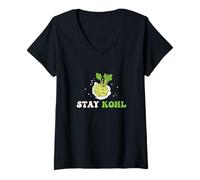 Donna Stay Kohl Funny Kohlrabi Verdura per l'agricoltore di cavolo rapa Maglietta con Collo a V