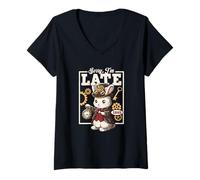 Donna Steampunk white rabbit sorry I'm late Maglietta con Collo a V