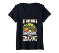 Donna Stegosaurus Dinosaurs Never Went To The Vet Veterinarian Maglietta con Collo a V