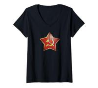 Donna Stella del Soldato sovietico Sovietico URSS Storia Mosca Armata Rossa Maglietta con Collo a V