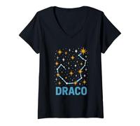 Donna Stelle Constellation Draco Retro Astronomy Unisex Galaxy Maglietta con Collo a V