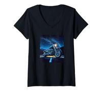 Donna Stelle e Moto Costume Grafico Maglietta con Collo a V