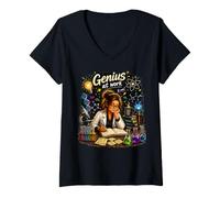 Donna STEM Lady Genius Scienza Scienziati Divertenti Maglietta con Collo a V