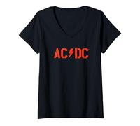 Donna Stencil con Logo AC/DC PWR UP World Tour 2024-2026 Maglietta con Collo a V