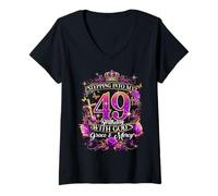 Donna Stepping Into My 49th Birthday With God’s Grace And Mercy Maglietta con Collo a V