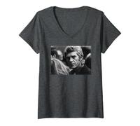 Donna Steve McQueen Il Grande Attore di Fuga e Motociclista 1969 Maglietta con Collo a V